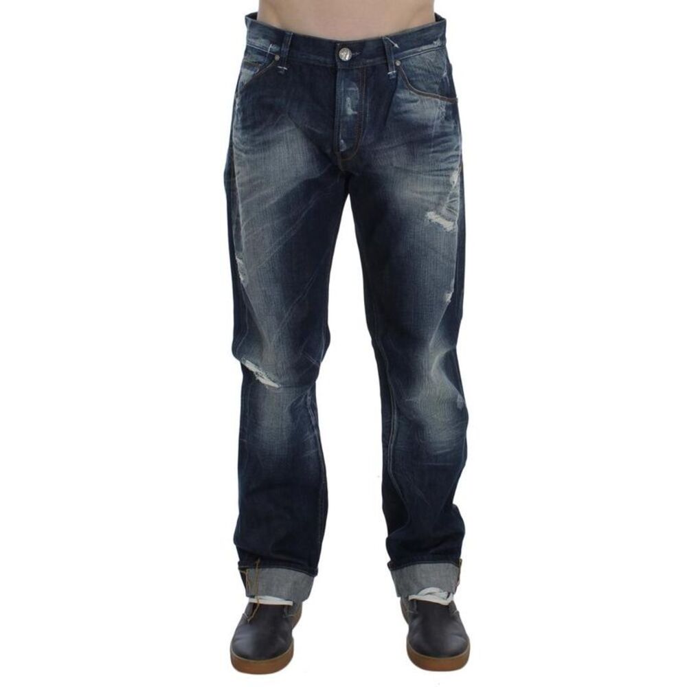 Acht Relaxed Fit Distressed Jeans Men Blue Bottoms